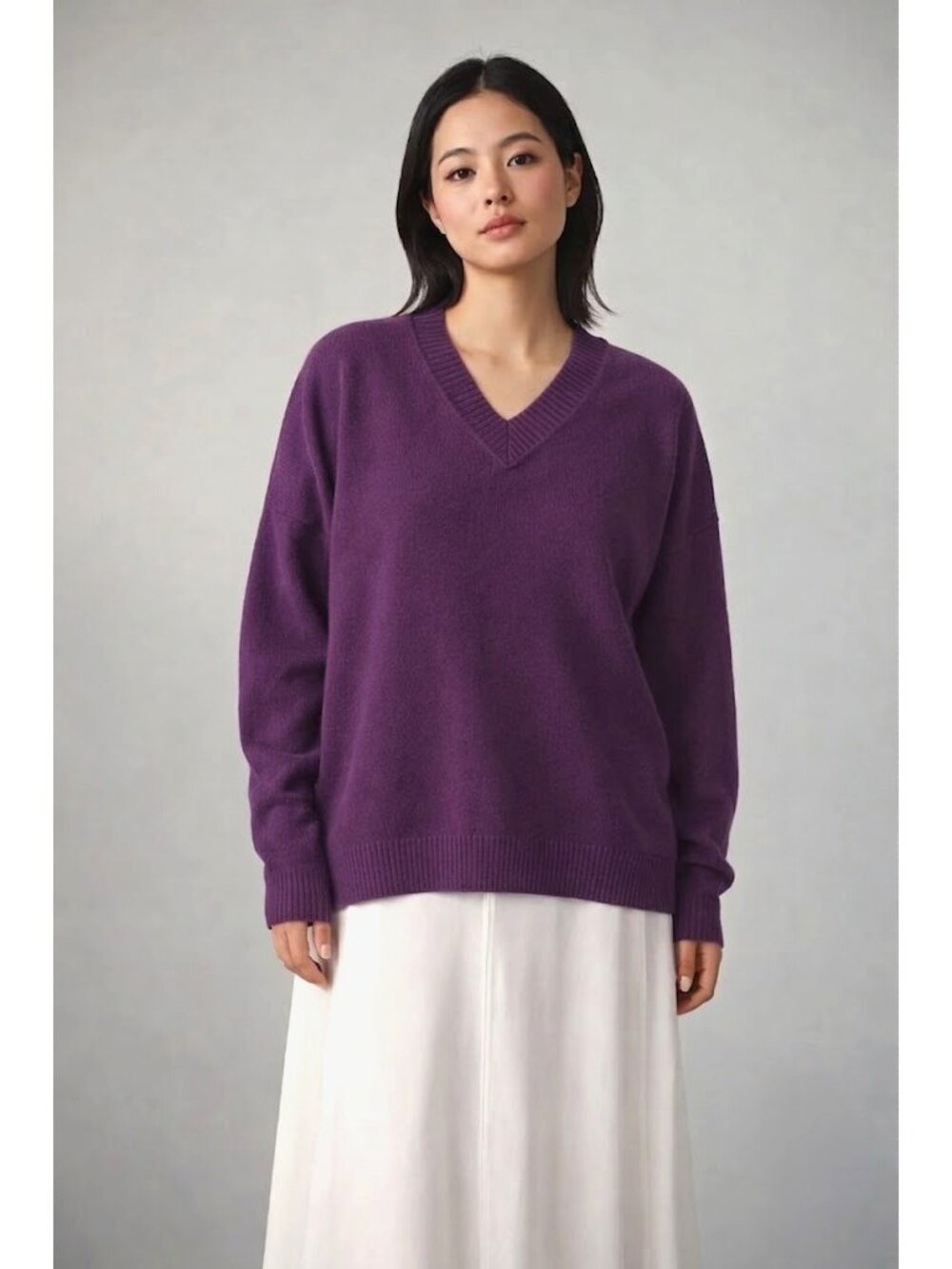 NWT Colorush Color Rush Coachella Long V in Amethyst Purple Cashmere Sweater XS